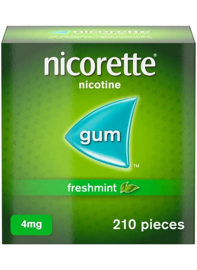 Nicorette Freshmint 4mg Gum Nicotine 210 Pieces (Stop Smoking Aid) - Image 1